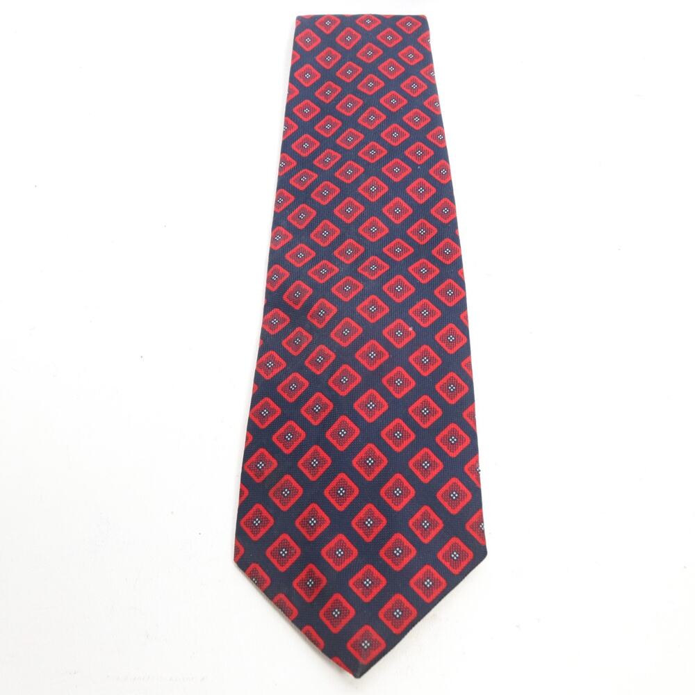 Vintage Montgomery Ward Neck Tie Mens 56 in Navy Blue Red Argyle Olive Argyle